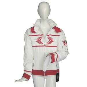 NEW $1895 Bogner Jacket! US 4 Small White with Red Southwestern Style Embroidery
